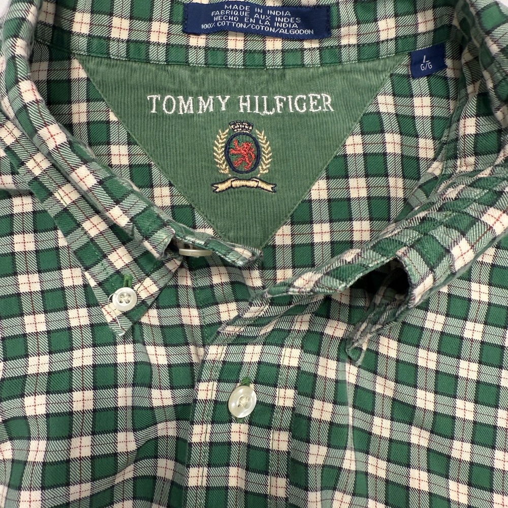 Vintage Tommy‎ Hilfiger Green Plaid Men's Large Shirt